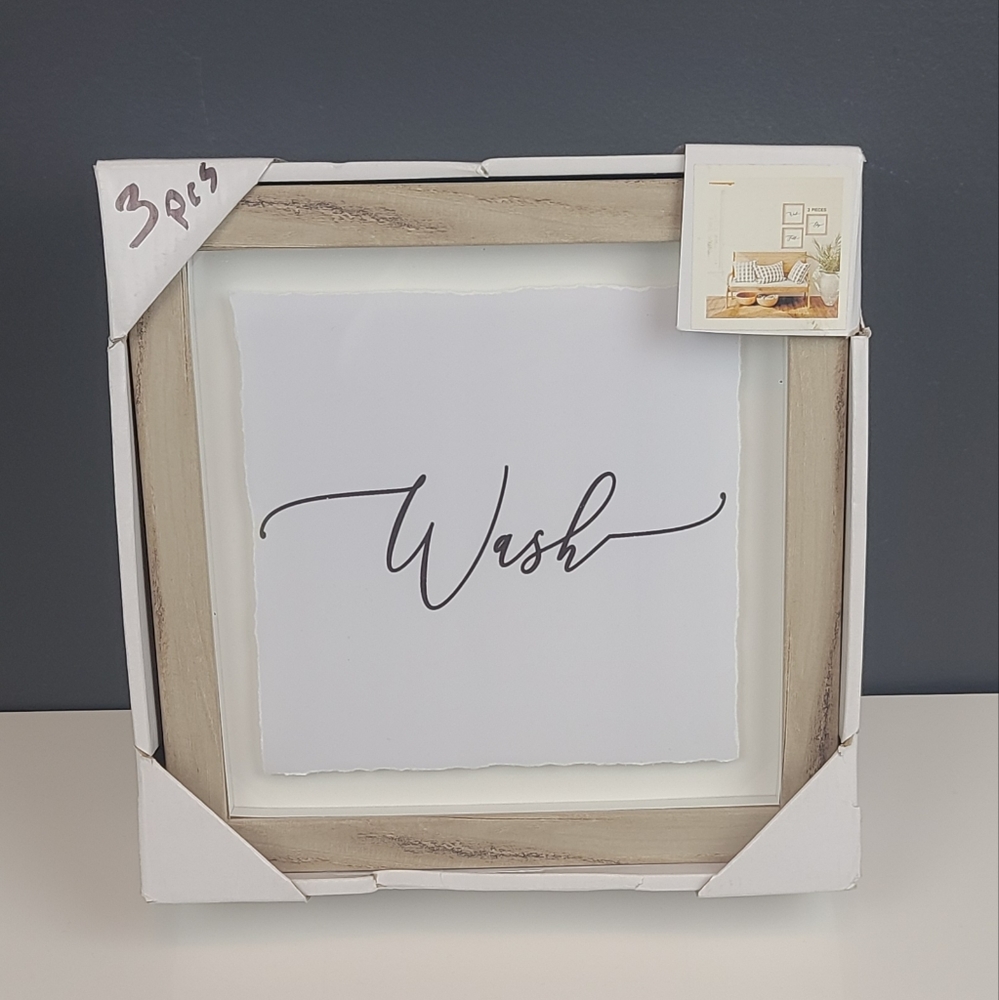 NWT ☆ 3 Piece 9"×9" Framed Laundry Wall Art